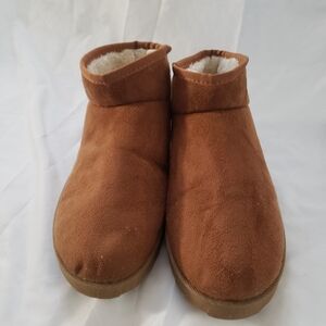Primark Womens Tan Cozy Ankle Booties US 9 Lined Brown Boots Winter